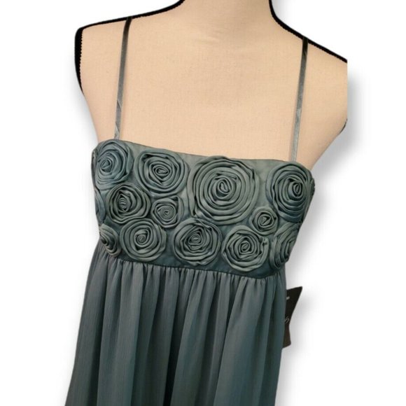 Max & Cleo Green Rosette Midi Dress – Size 12, Spaghetti Strap, NWT - Picture 3 of 9